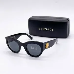 New Versace 51mm Black Women\'s Gold Emblem Sunglasses Versace VE4438B GB1/87 Sunglasses Women main image 4